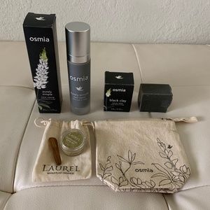 Osmia Black Clay Facial Soap/ Purely Simple Face Cream/ Osmia Bag/ BONUS Laurel